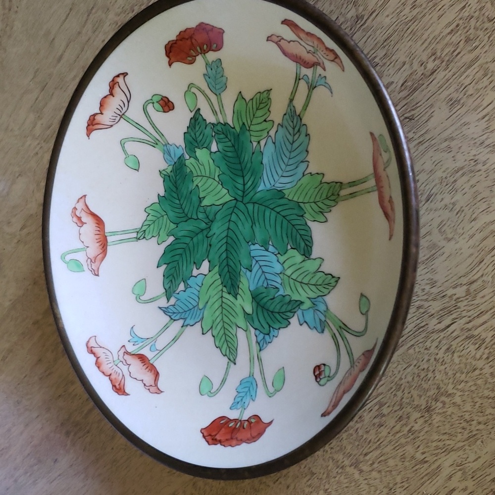 OverJoy hand painted in Hong Kong Ceramic dish with poppies.